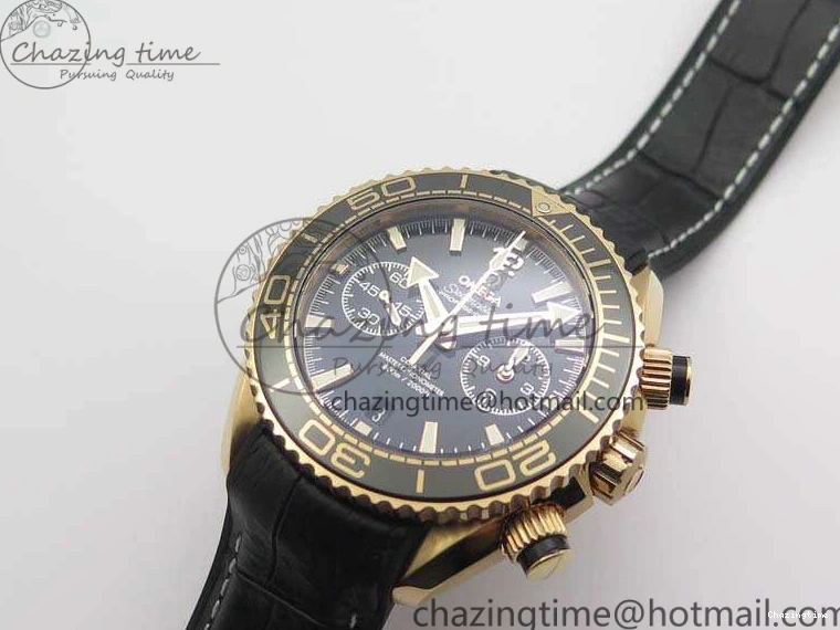 0515 Elegant Seamaster Pro Chrono RG OM Best Edition Black Ceramic Black Dial On Gummy Strap A 8128